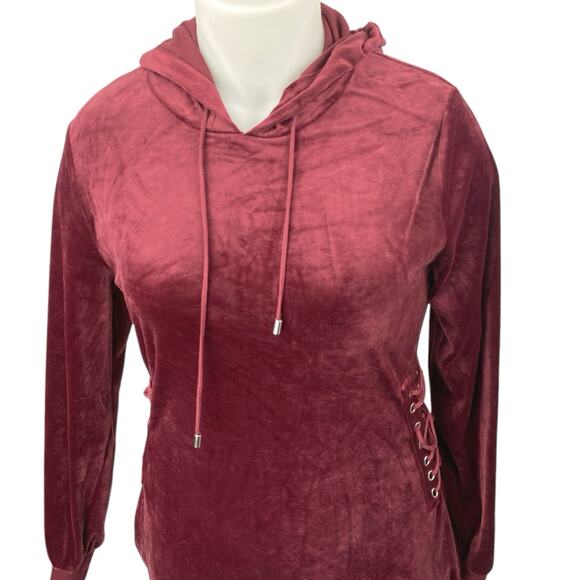 Rue21 Velvet Velour Long Sleeve Hooded Hoodie Sweatshirt Mini Dress Size XL - Picture 3 of 4